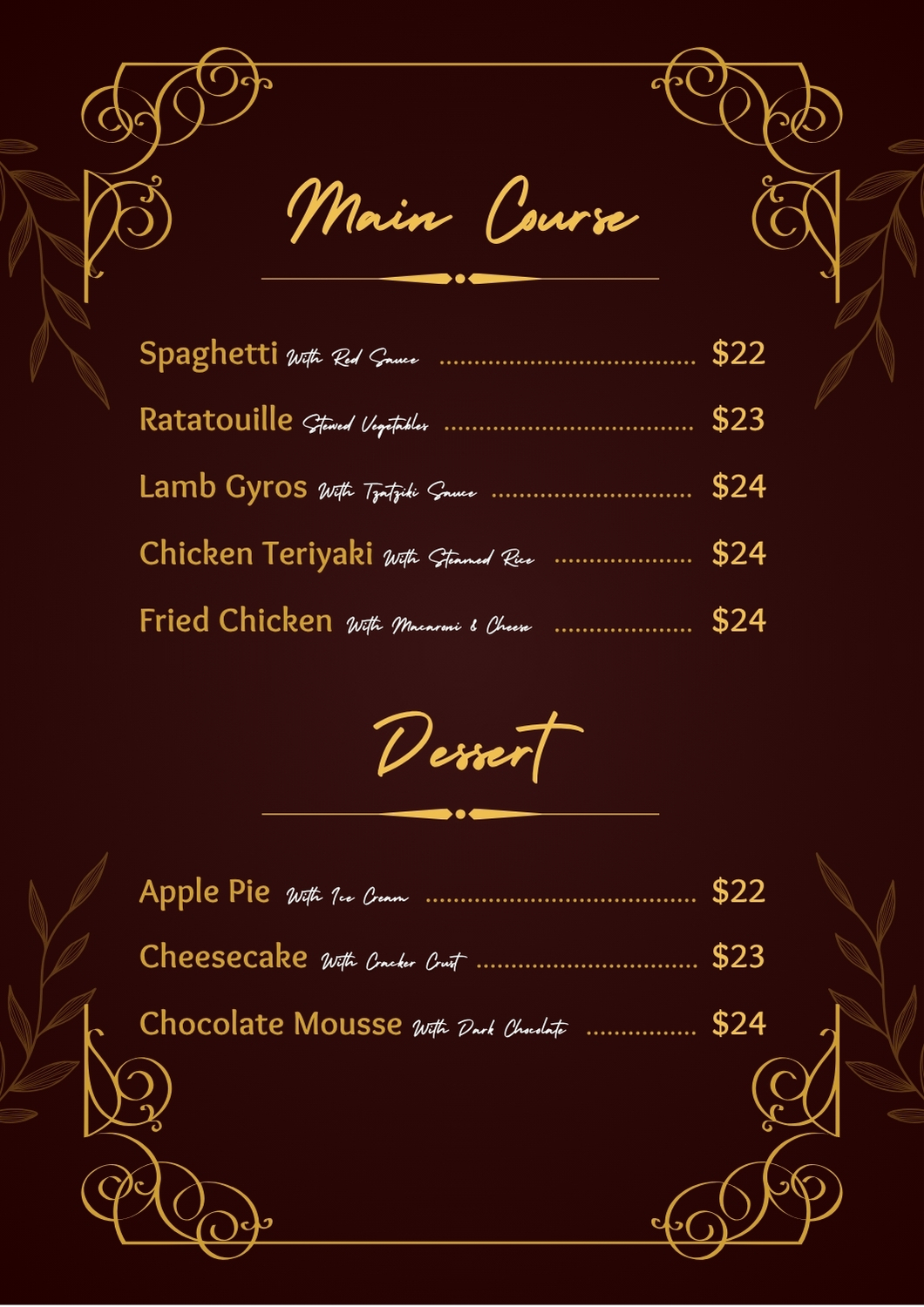 Menu page 5