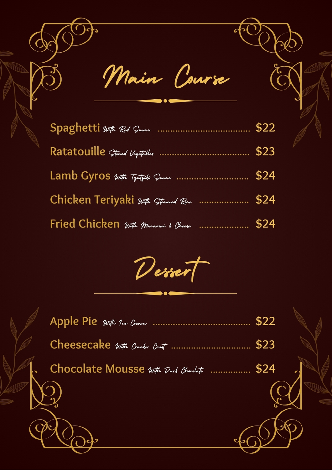 Menu page 6